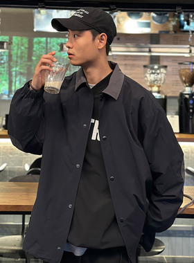 DRIVESTRAIGHT 23AW日系休闲防水拼接教练夹克翻领长袖外套DSTR
