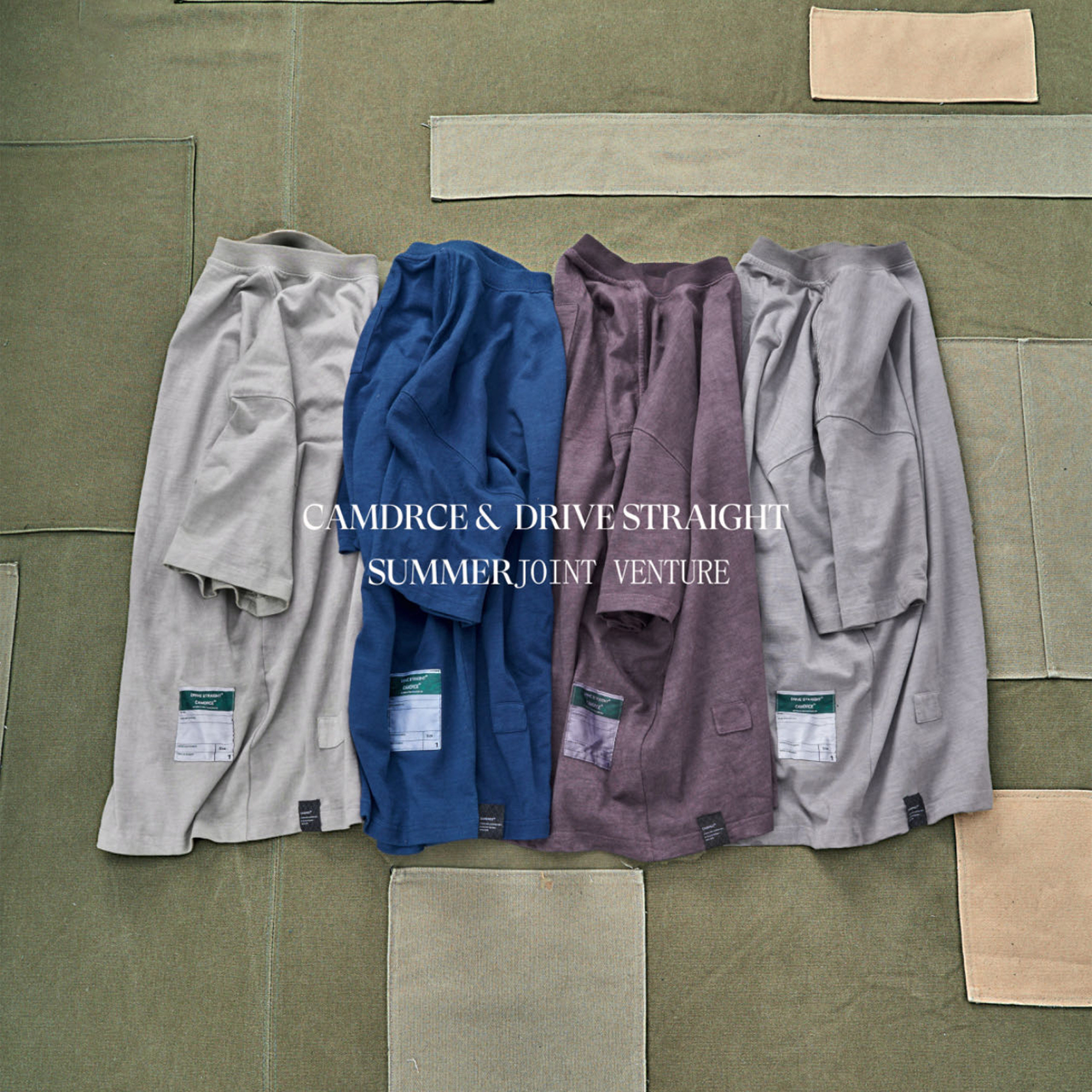 CAMDRCE & DRIVE STRAIGHT联名古法传统植物染竹节棉贴布宽松短袖