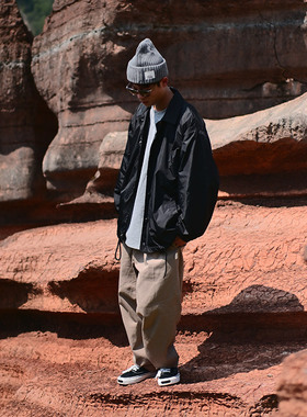 DRIVESTRAIGHT 24AW日系休闲印花防水双层翻领教练夹克外套男DSTR