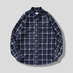 DRIVESTRAIGHT：主线25AW日系休闲磨毛法兰绒格纹长袖 插袋衬衫