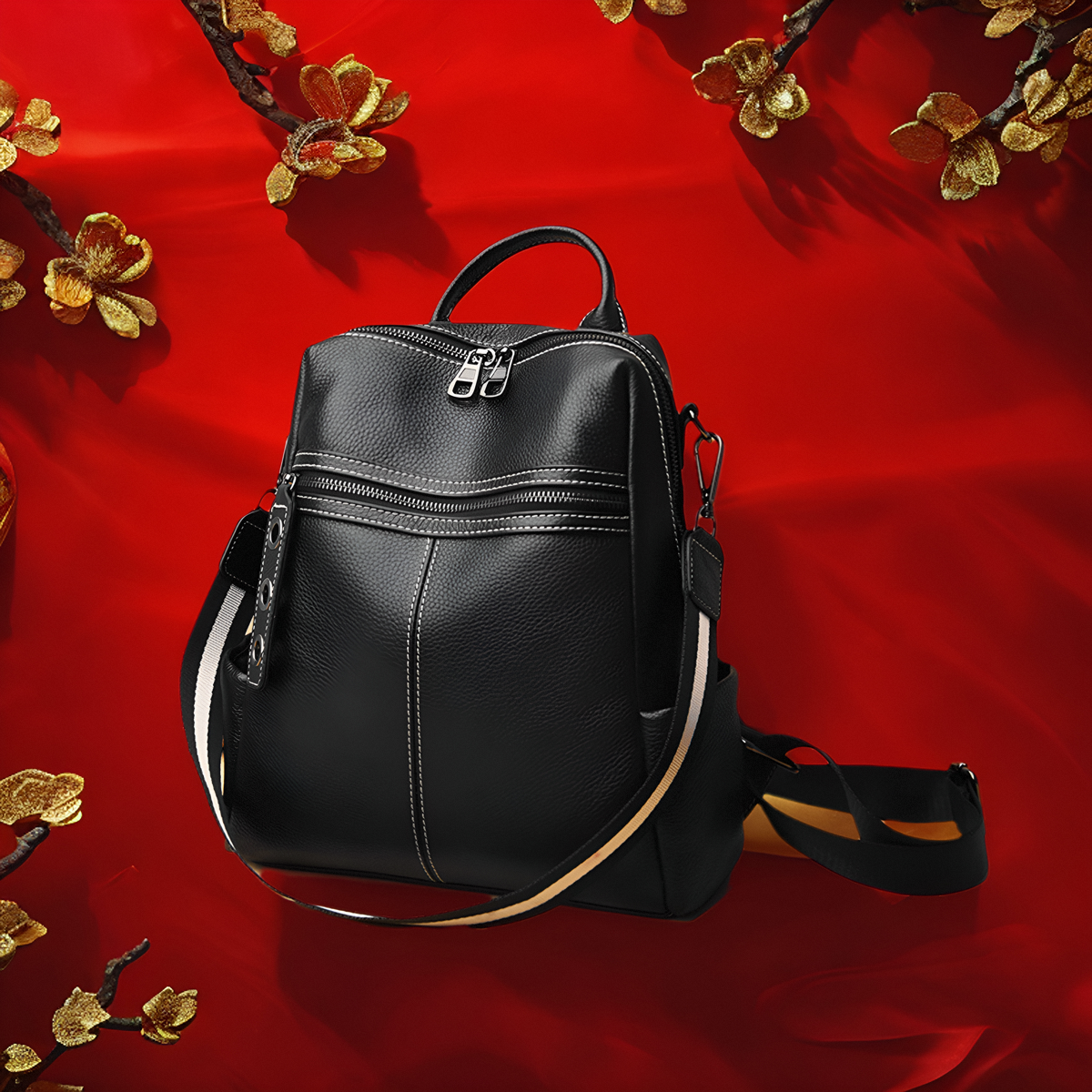 新款真皮女包双肩包女士外出收纳包轻奢高档大容量时尚牛皮双肩包