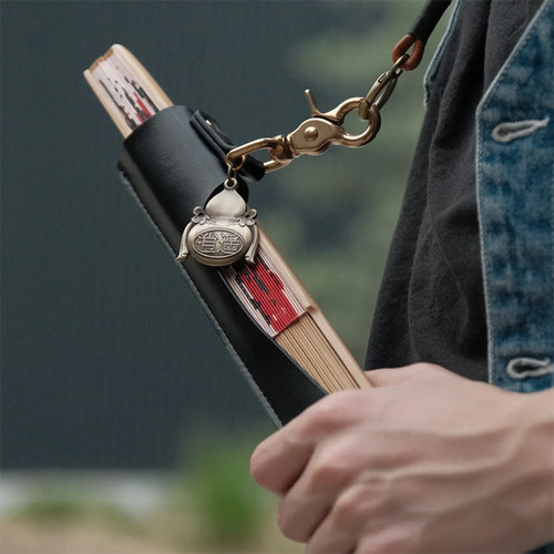 四象风物个性原创真皮扇套挂绳扇子包装收文玩保护套挂脖折扇腰挂