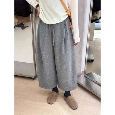 小个子巨好裤子八大尺码看胖m秋冬韩里韩气毛FYI呢阔m腿裤宽松休