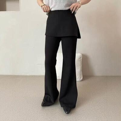 高假两件帘微喇叭裤女系腰2025屁春季新款韩叠穿显瘦遮胯休闲WJS