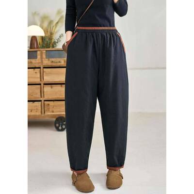 【TSL童童轻】2025冬款色纯奢棉哈长拼裤显瘦时尚百搭宽松伦棉裤