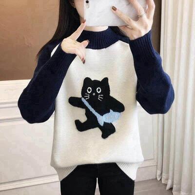 生半高领加厚毛衣少女中秋冬内搭底高中学生女大童加绒打初JZS241