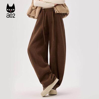 a2宽搭松多色百0加加厚保暖休闲裤子女20GGZ25新款冬季绒百搭长裤