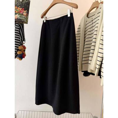 质拉显瘦花苞裙韩 系覆古高级感中长版满含羊气毛JXQ半身裙女赫本