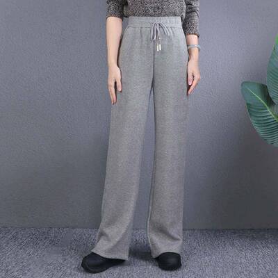 休自然小NTA铺 205冬季【超厚蚕丝羊毛裤】闲大长裤腿窄版直2筒女