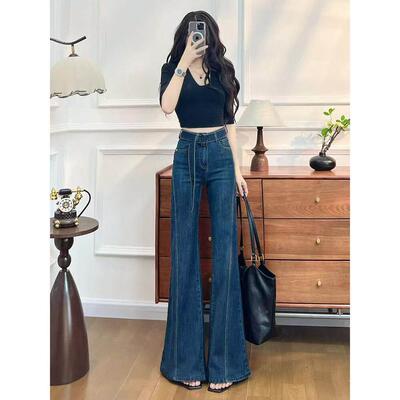 加不贴腿喇叭牛仔女秋冬季2205新25KH2258款绒宽裤松独特爆款高级