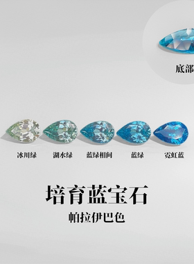实验室培育蓝宝石 梨形帕拉伊巴色梧州人造宝石裸石 戒指diy镶嵌
