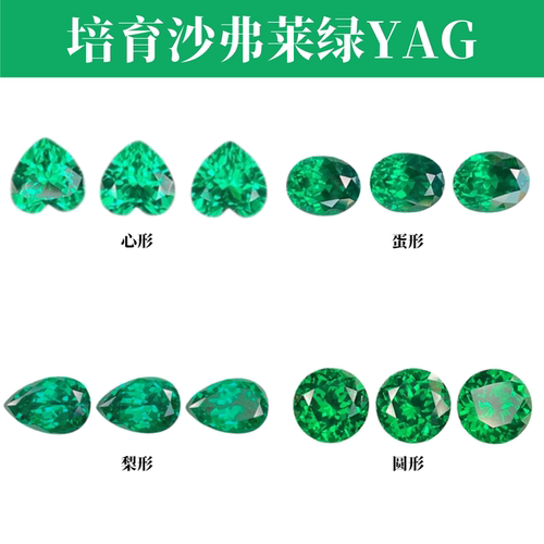 培育石榴石 沙弗莱绿YAG合成宝石裸石 项链首饰加工镶嵌用主石