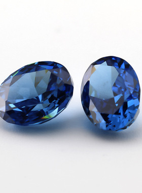 蛋形冰花切深蓝锆石 人造宝石cz高碳钻戒面裸石未镶嵌轻奢高级感