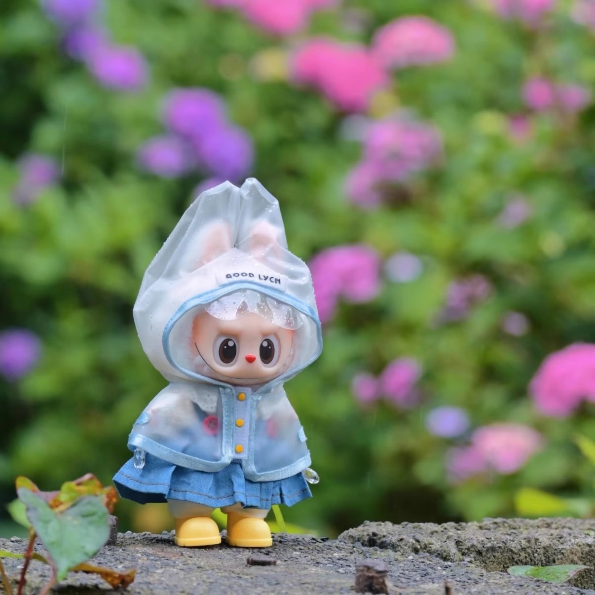 labubu娃衣一代三代下雨天穿雨衣适用于拉布布衣服搪胶公仔服装