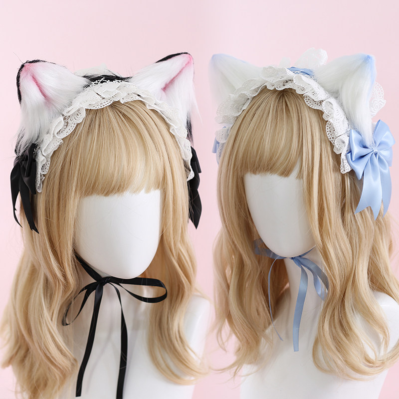 xg原创甜美可爱猫耳发饰兽耳女仆饰品猫耳朵洛丽塔发带