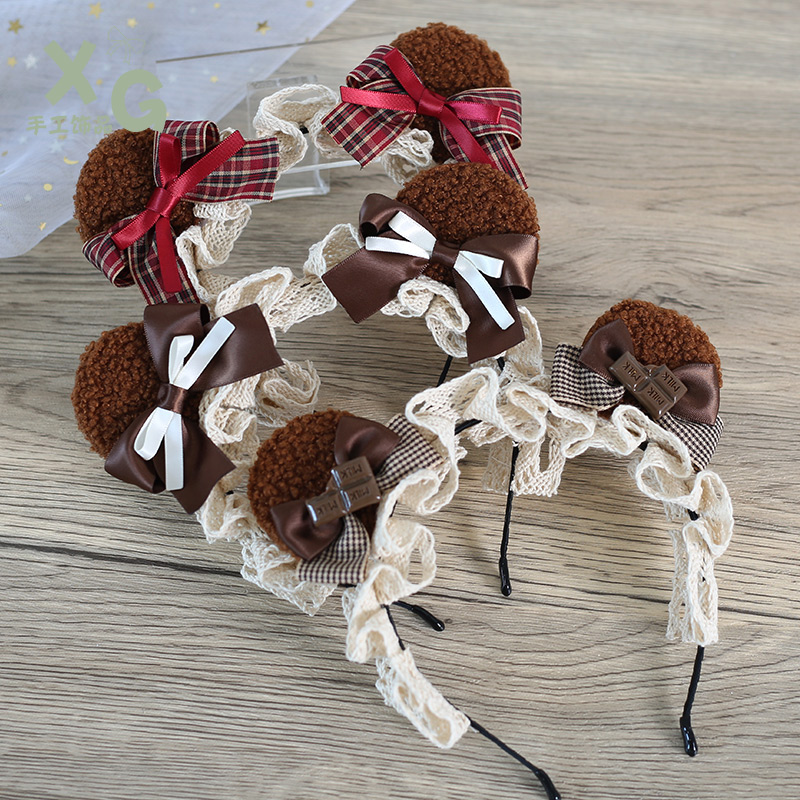手作lolita甜点巧克力熊耳发箍