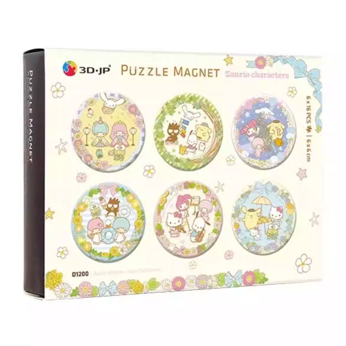 3D-JP三丽鸥6x16片磁铁磁性拼图冰箱贴编制回忆的花环D1200 3djp