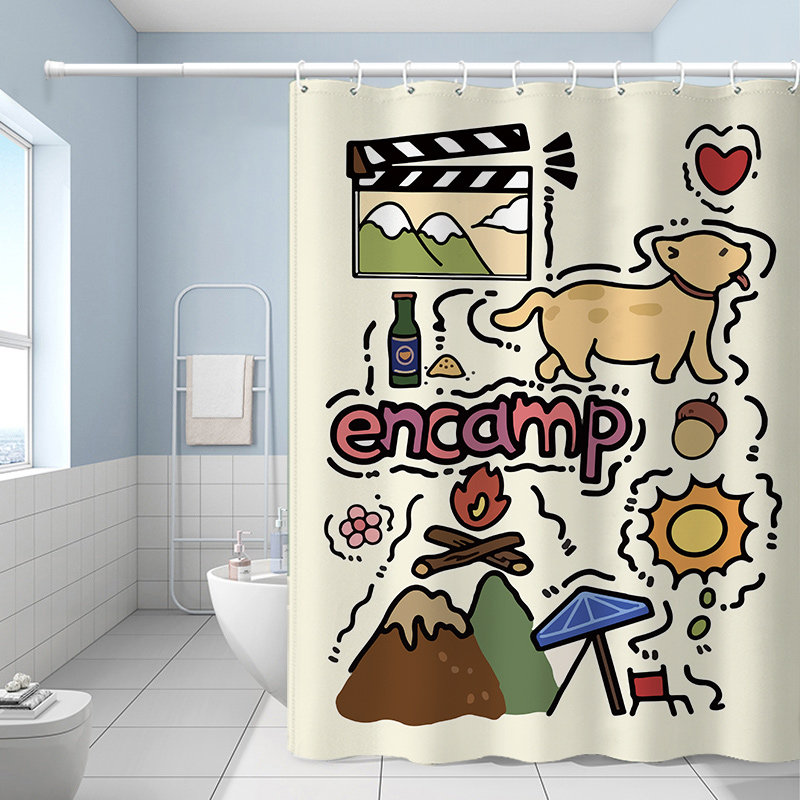 露营小动物浴室帘子防水挂帘干湿分离洗澡间隔断加重铅坠客拉帘