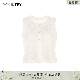 简约时髦通勤女装 wana 新款 马甲春季 上衣 try镂空感设计小圆领无袖