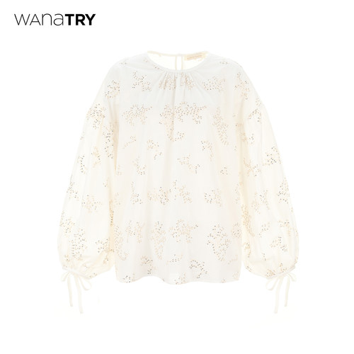 wanatry100%棉奶白色宽松衬衫