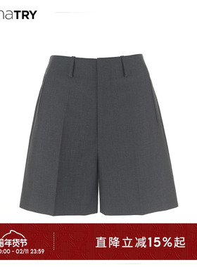 wana try精英感极简灰色西装短裤2025夏季新款干练时髦女款下装裤