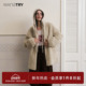 wana 大衣上衣 立领中长款 try100%绵羊毛复合皮毛一体外套新款 女装