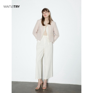 白色韩系简约少女感外套休闲百搭女款 新款 上衣 try小香风秋季 wana