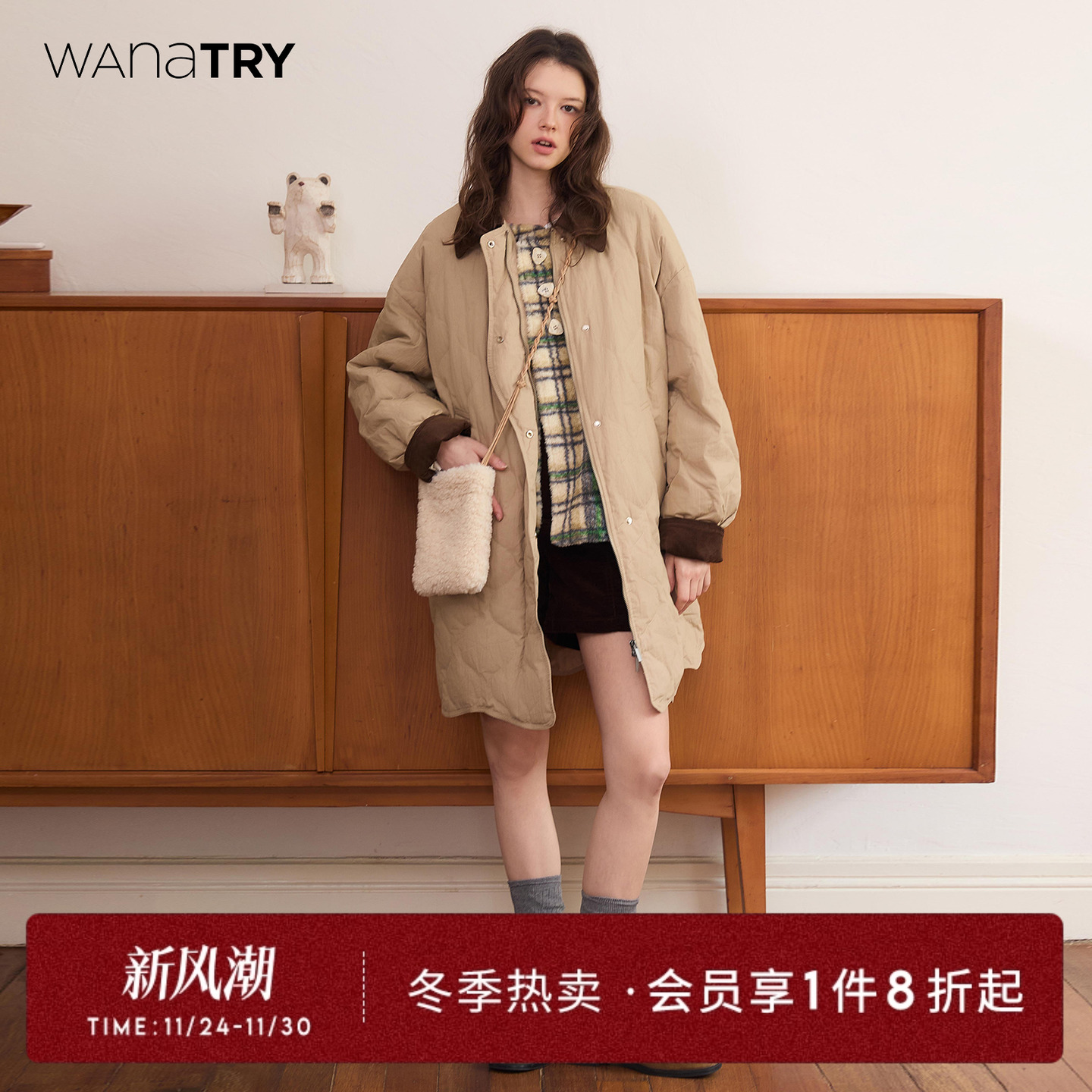 wanatry巴恩风90绒白鸭绒外套