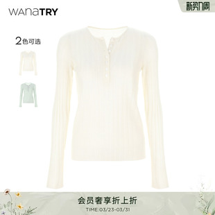 大姐姐风韩系气质女款 wana 新品 针织衫 上显瘦内搭 try亨利领修身