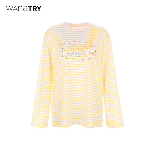wanatry条纹印花莱赛尔凉爽T恤