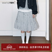 饰网纱仙女半裙早春新品 wana try钉珠装 精致层次感减龄温柔女裙