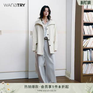 气质休闲通勤简约短款 高品质风衣早春新品 大衣女 try口袋工装 wana