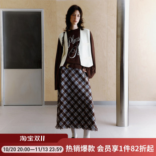 wana try麻棉长袖t恤女秋季26新款印花休闲宽松白色薄款罩衫上衣