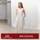新款 wana try拼接设计连衣裙轻柔廓形感2025夏季 简约女长裙瓷釉白