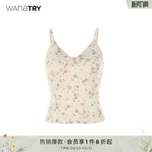 可调节肩带复古女款 新款 上衣 try花卉印花吊带背心2026春季 wana
