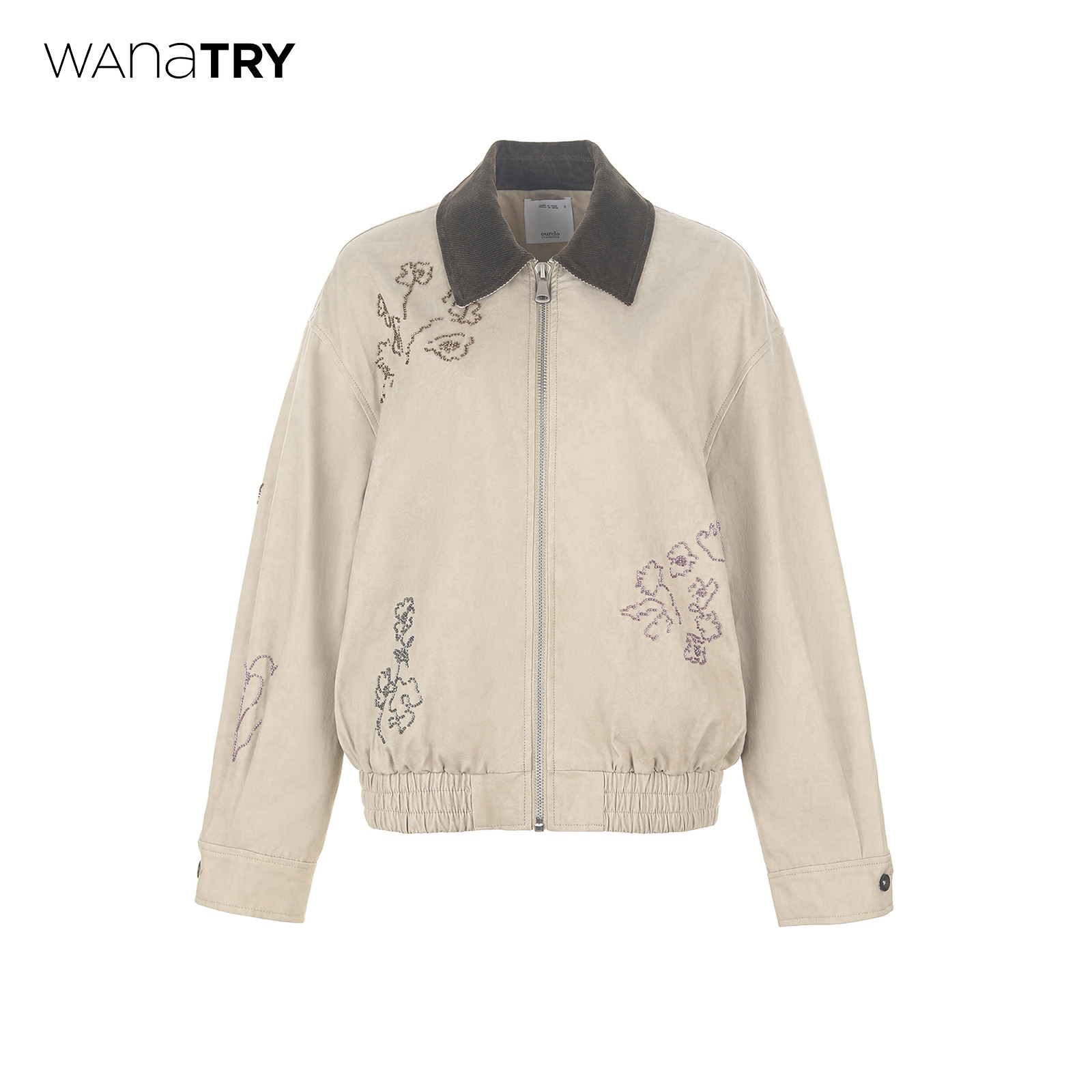 wanatry撞色翻领重工钉珠夹克