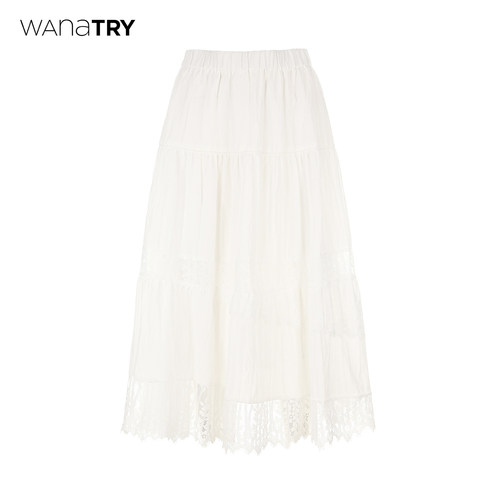 wanatry蕾丝拼接半裙