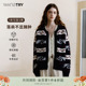女装 try100%羊毛复古针织毛衣外套秋冬新款 wana 上衣 明星同款
