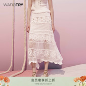 新款 白色针织镂空勾花半裙2026夏季 温柔简约半身裙 try wana