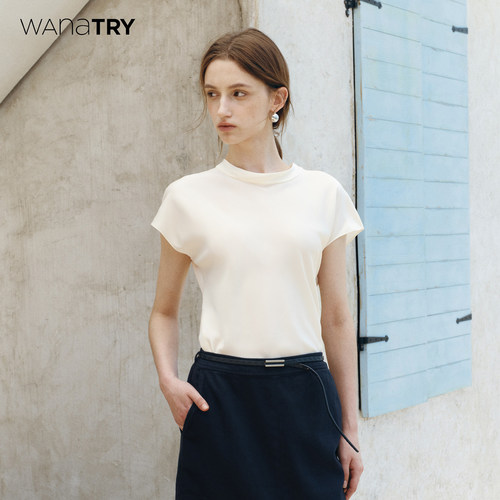 wanatry桑蚕丝小包袖上衣