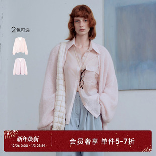 温柔气质新款 try马海毛羊毛慵懒针织薄开衫 wana 上衣 明星同款