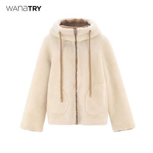 wanatry环保皮毛一体毛绒外套女