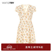 时髦女款 wana 短裙 连衣裙2025夏季 新款 try真丝黄色法式 复古短款