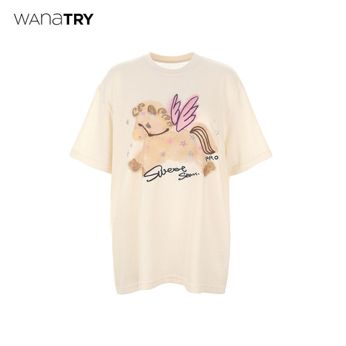 wanatry童趣感飞马印花T恤