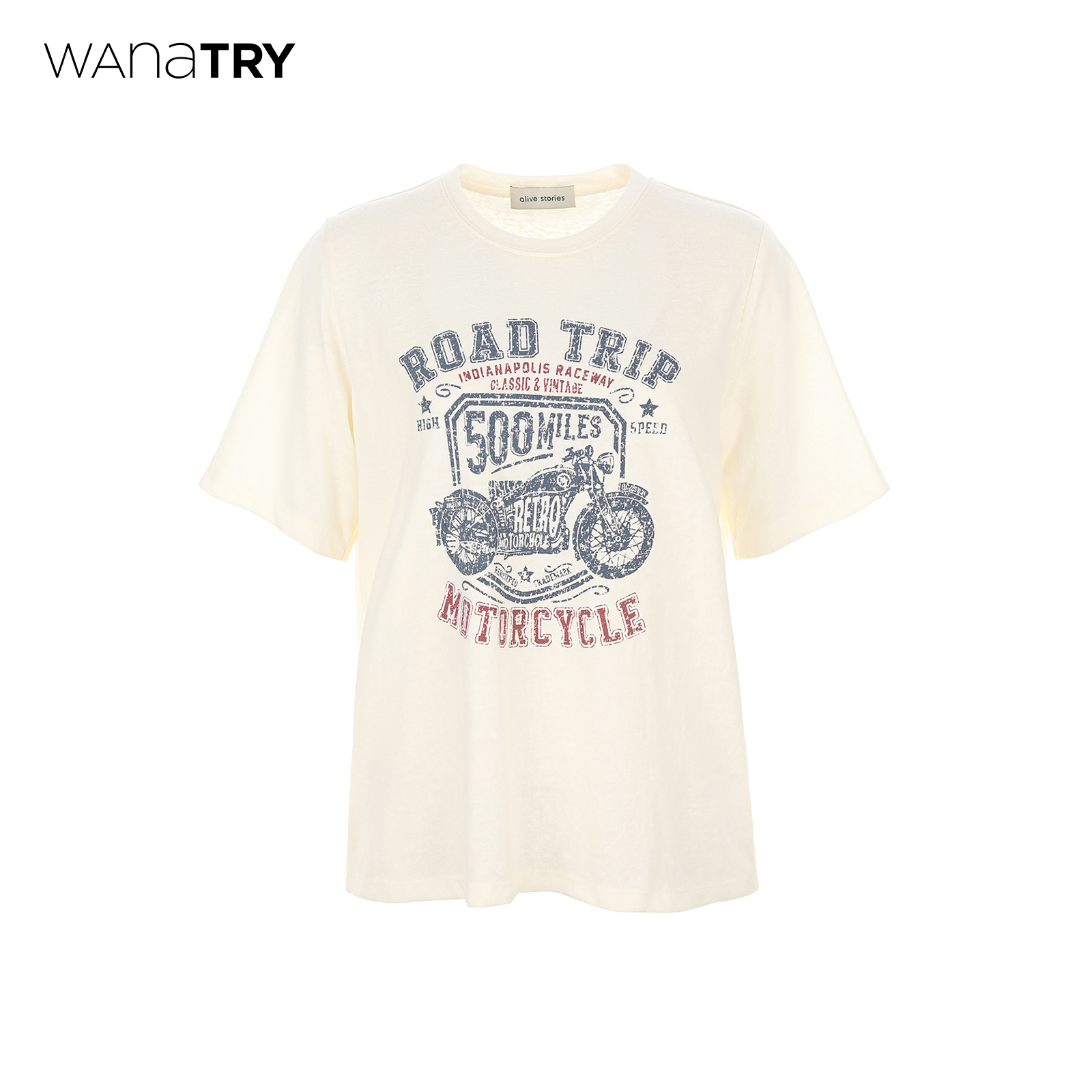 wanatry美式复古印花竹节棉t宽松