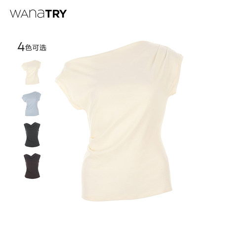 wanatry不对称短袖上衣