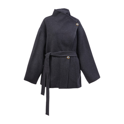 【秋冬新品】LC灵蛇扣羊毛双面呢外套，深烟灰