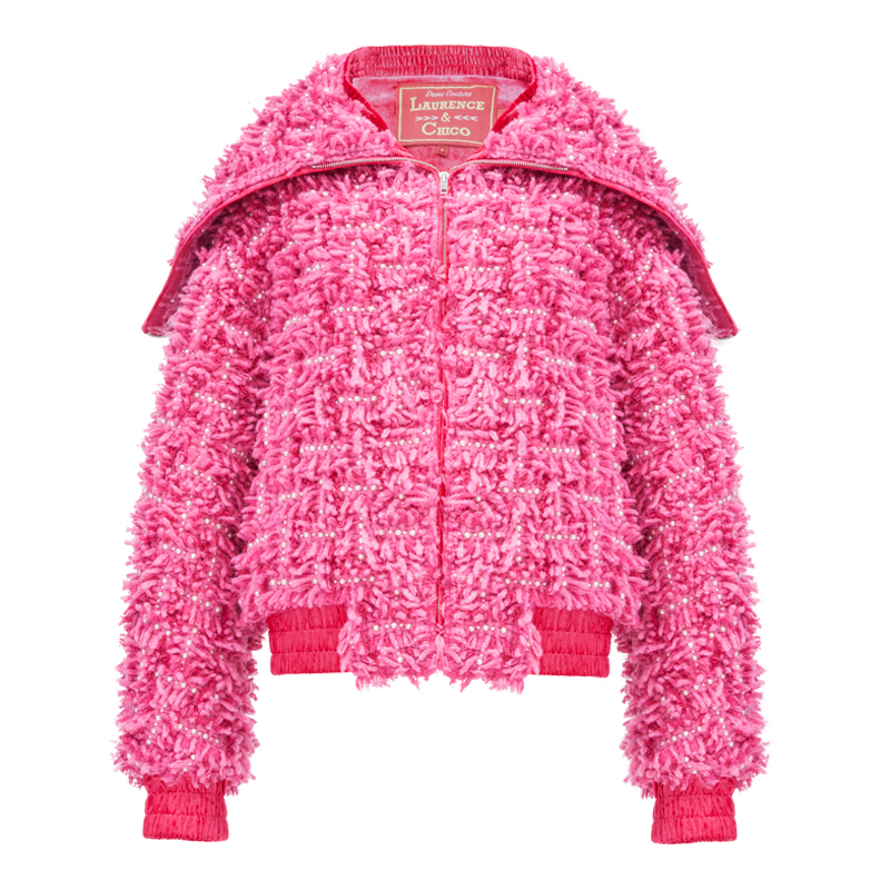 【秋冬新品】LC媚媚手工抽纱披肩钉珠外套，粉红（限量77件新品）