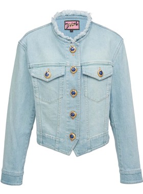 LC灵蛇扣水洗牛仔短外套，瓦松绿