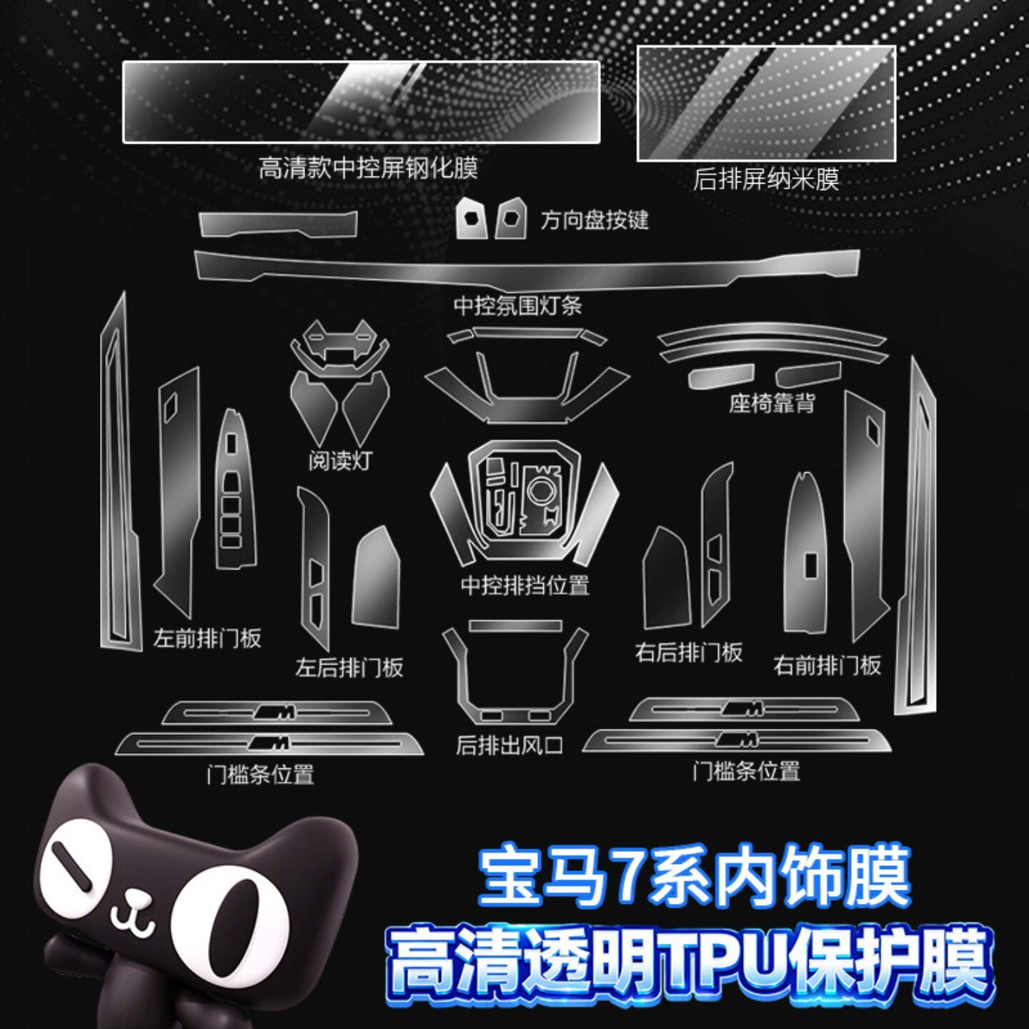适用25/26款宝马i7/7系735li/740li内饰膜导航屏幕钢化膜中控贴膜